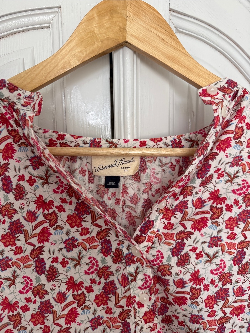 Universal Thread Floral Boho Blouse | Long Sleeve Split Neck Top | Cottagecore L - Picture 7 of 10